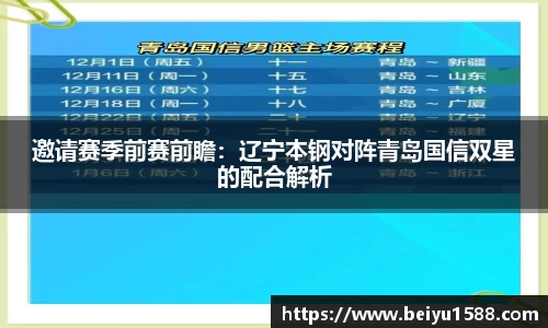 邀请赛季前赛前瞻：辽宁本钢对阵青岛国信双星的配合解析